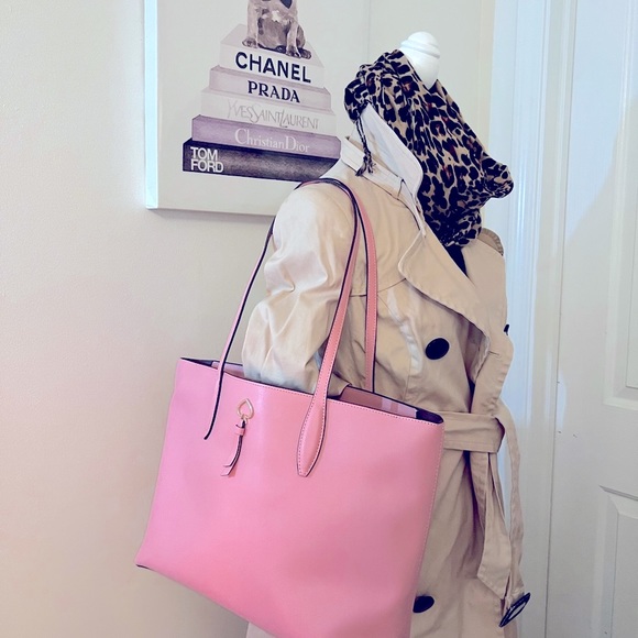 Kate Spade Pink Large Leather Bag with Signature Silver Spade Logo - Picture 10 of 13